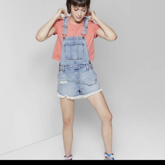 wild fable Denim - Wild Fable Distressed Denim Overall Shorts